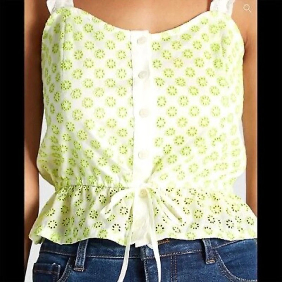 Modcloth Darling for the Prairie Peplum Tank Top eyelet green white Sz 3x - Picture 2 of 11